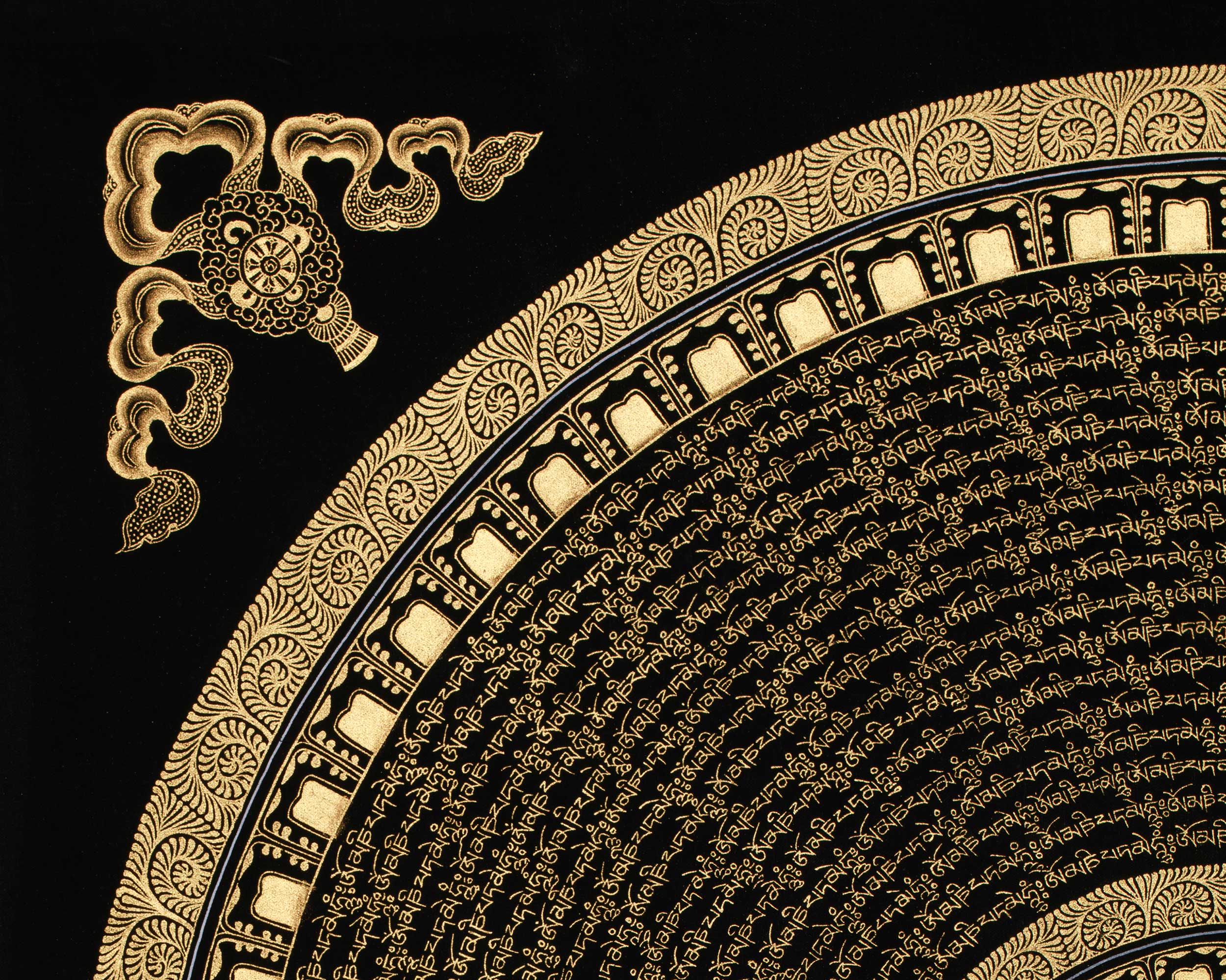 Traditional Tibetan Mantra Mandala Thangka | Meditation Room Decor