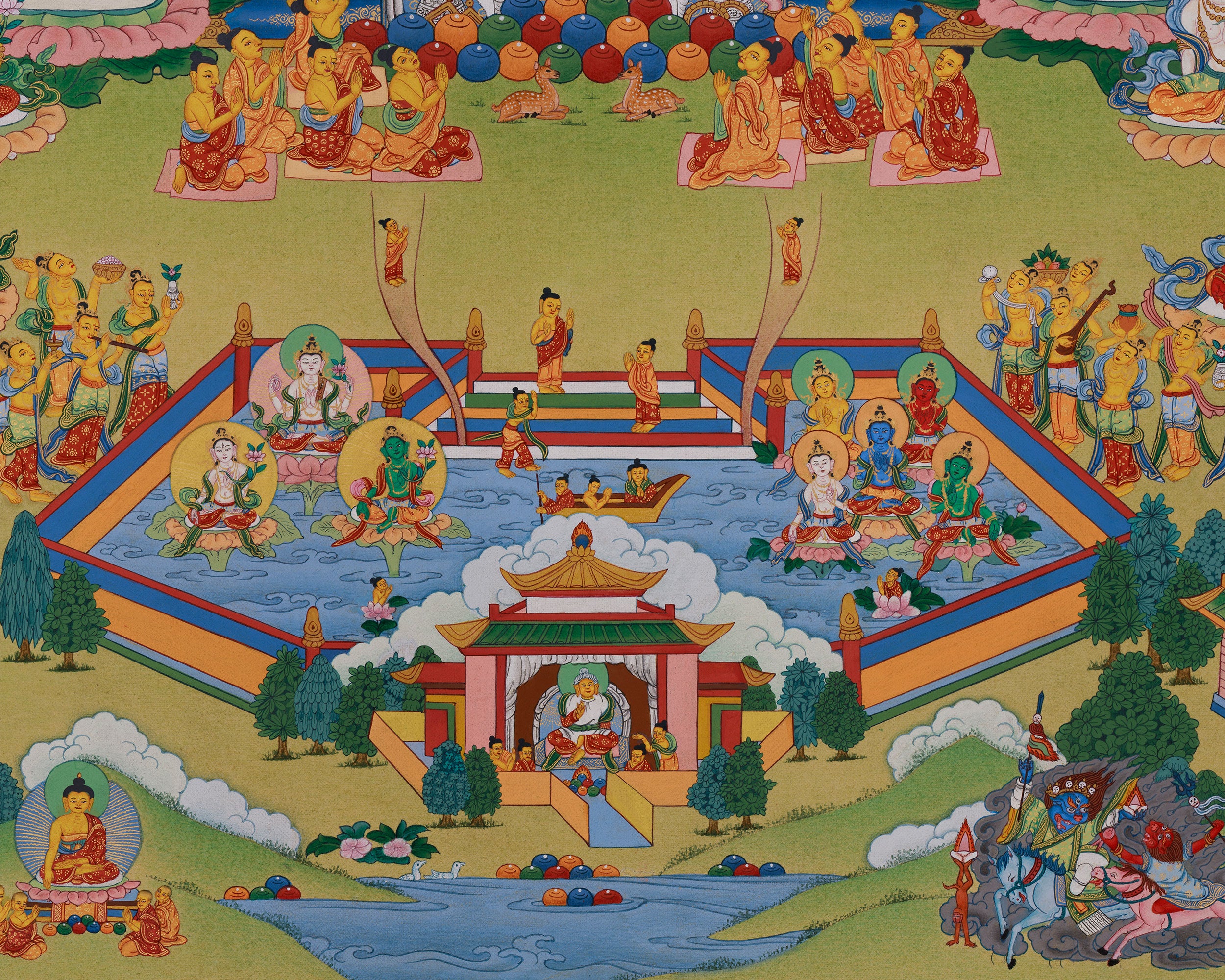Grand Mahayana Pure Land Painting | Sacred Realm of Amitabha Buddha