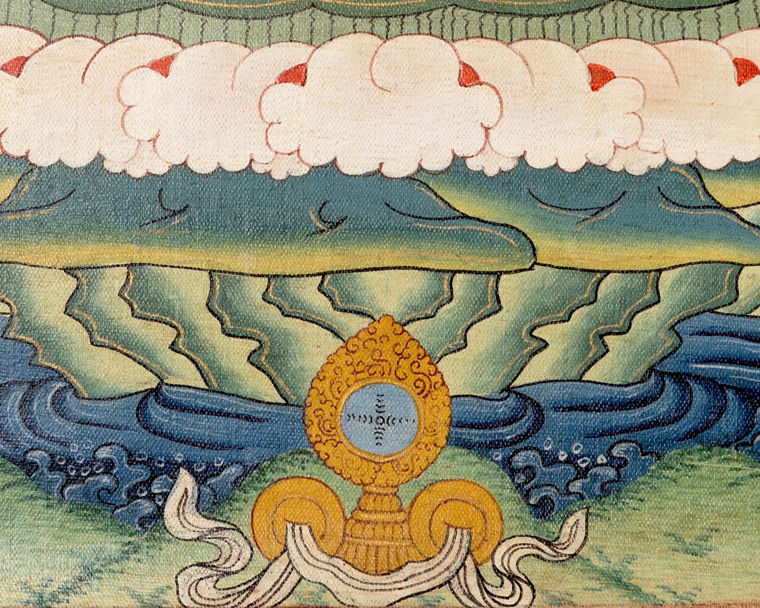 Vintage Four-Armed Chenrezig Thangka | Tibetan Bodhisattva of Compassion