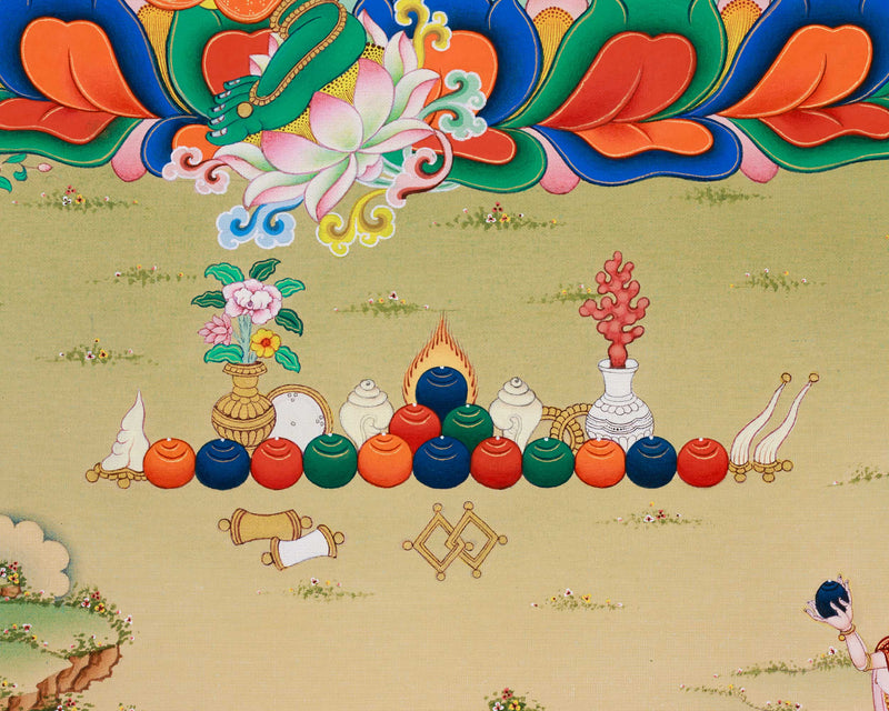 Goddess Green Tara Thangka Print | Guardian of Liberation | Arya Tara For Wall Decoration