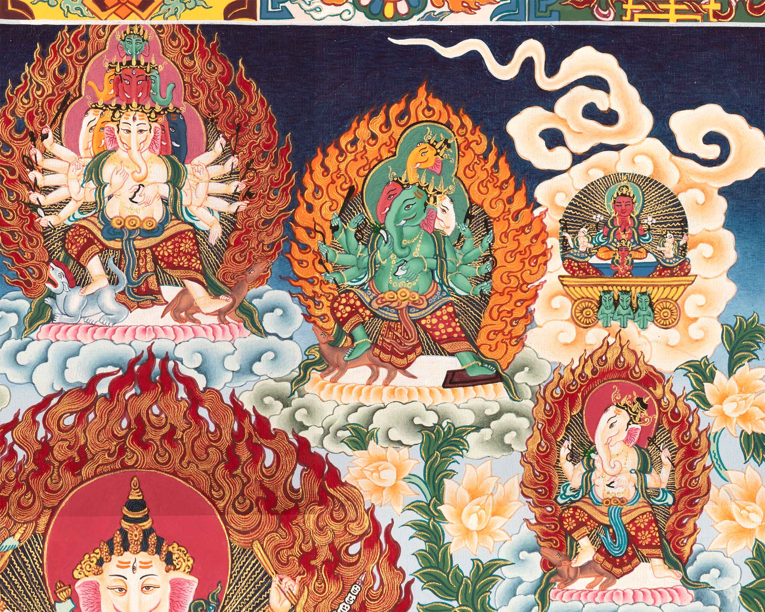 Traditional Newari Pauba Print For Ganesh Stotram Practice | Paubha Print For Ganesh Chaturthi Celebration