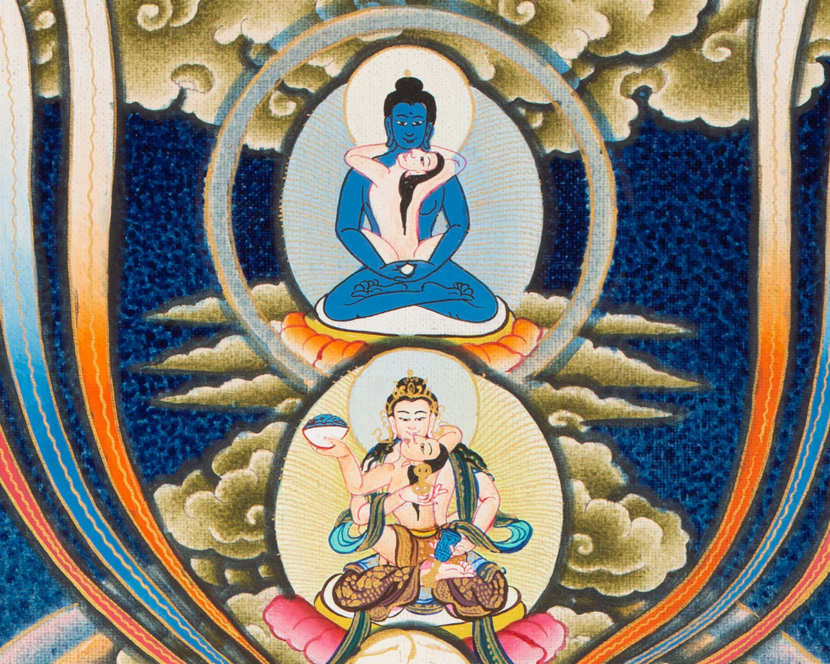 Guru Rinpoche Refuge Tree Thangka Painting | Hand Painted Buddhist Art of Nepal