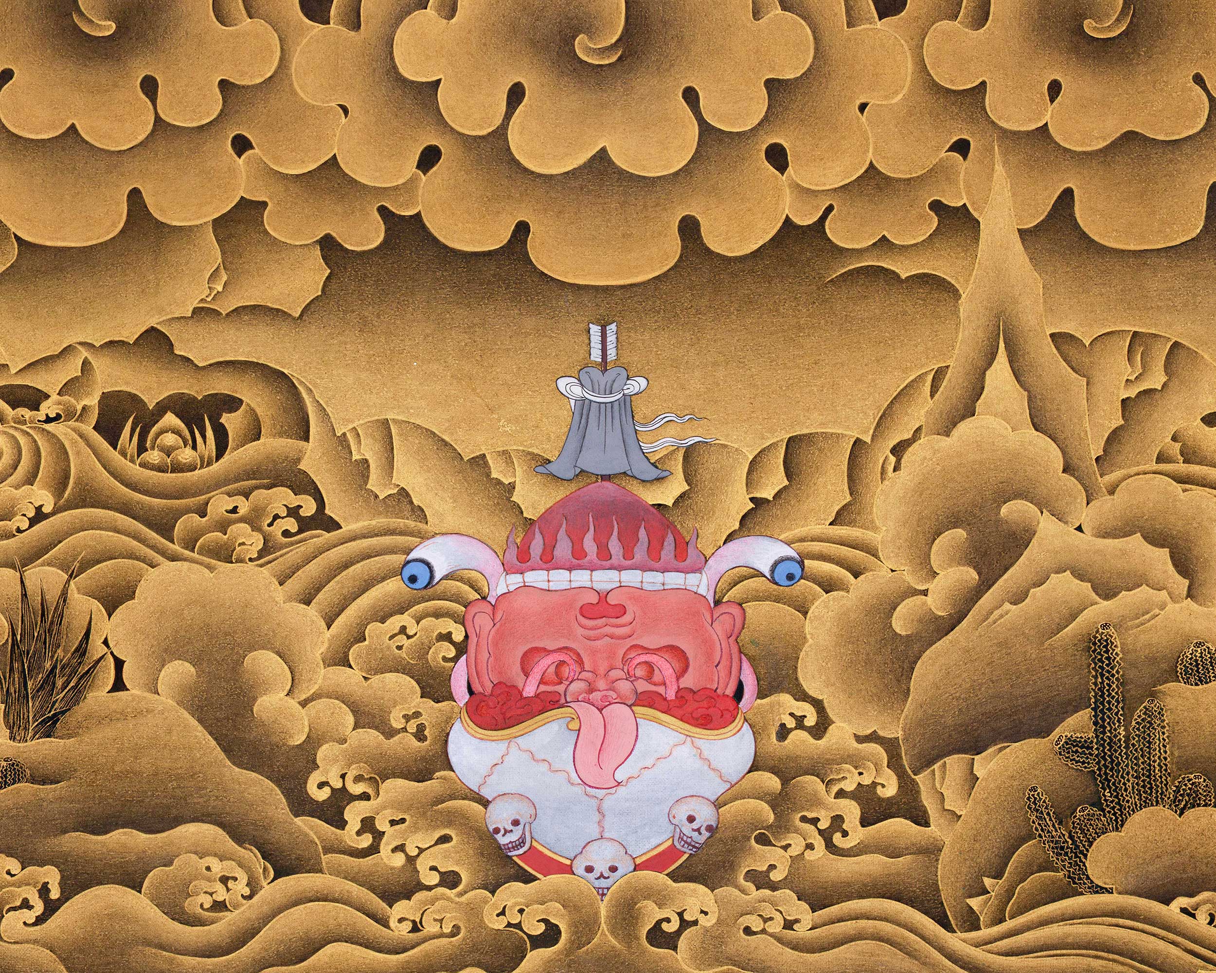 Majestic Mahakala Bernagchen | Dwarf Kagyu Mahakala in 24K Gold Thangka