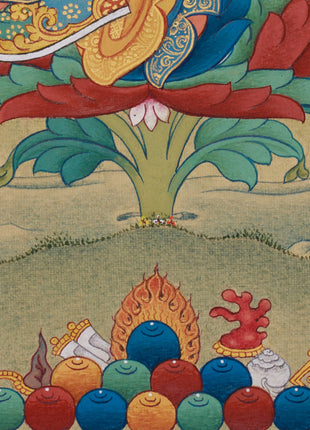 Guru Rinpoche With Amitabha Thangka | Spiritual Mastery and Wisdom