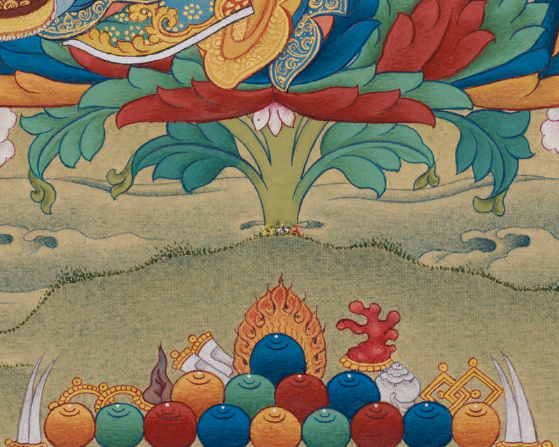 Guru Rinpoche With Amitabha Thangka | Spiritual Mastery and Wisdom