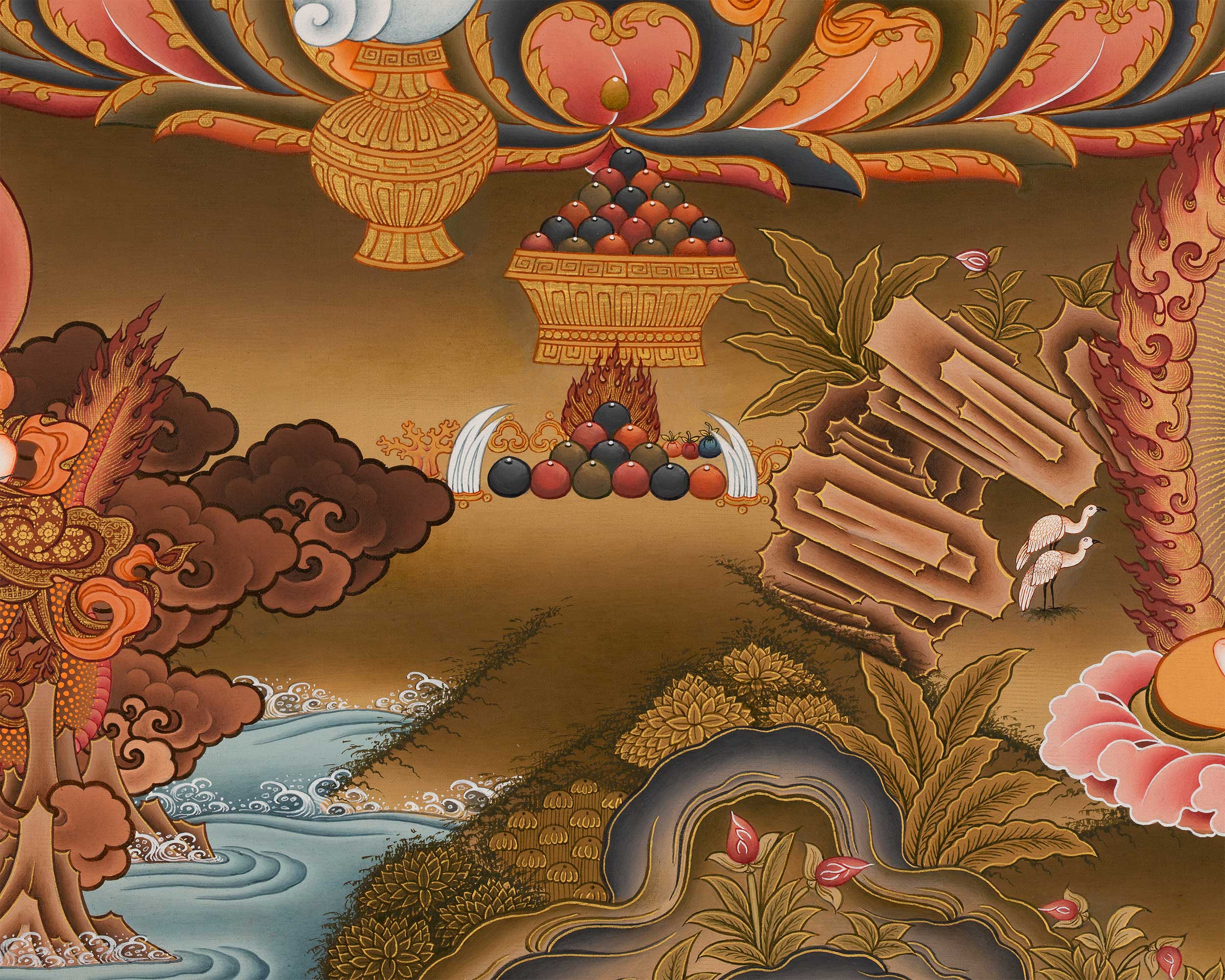 Dzambala Thangka Painting | Buddhist Wall Decor Painting | Traditional Himalayan Art