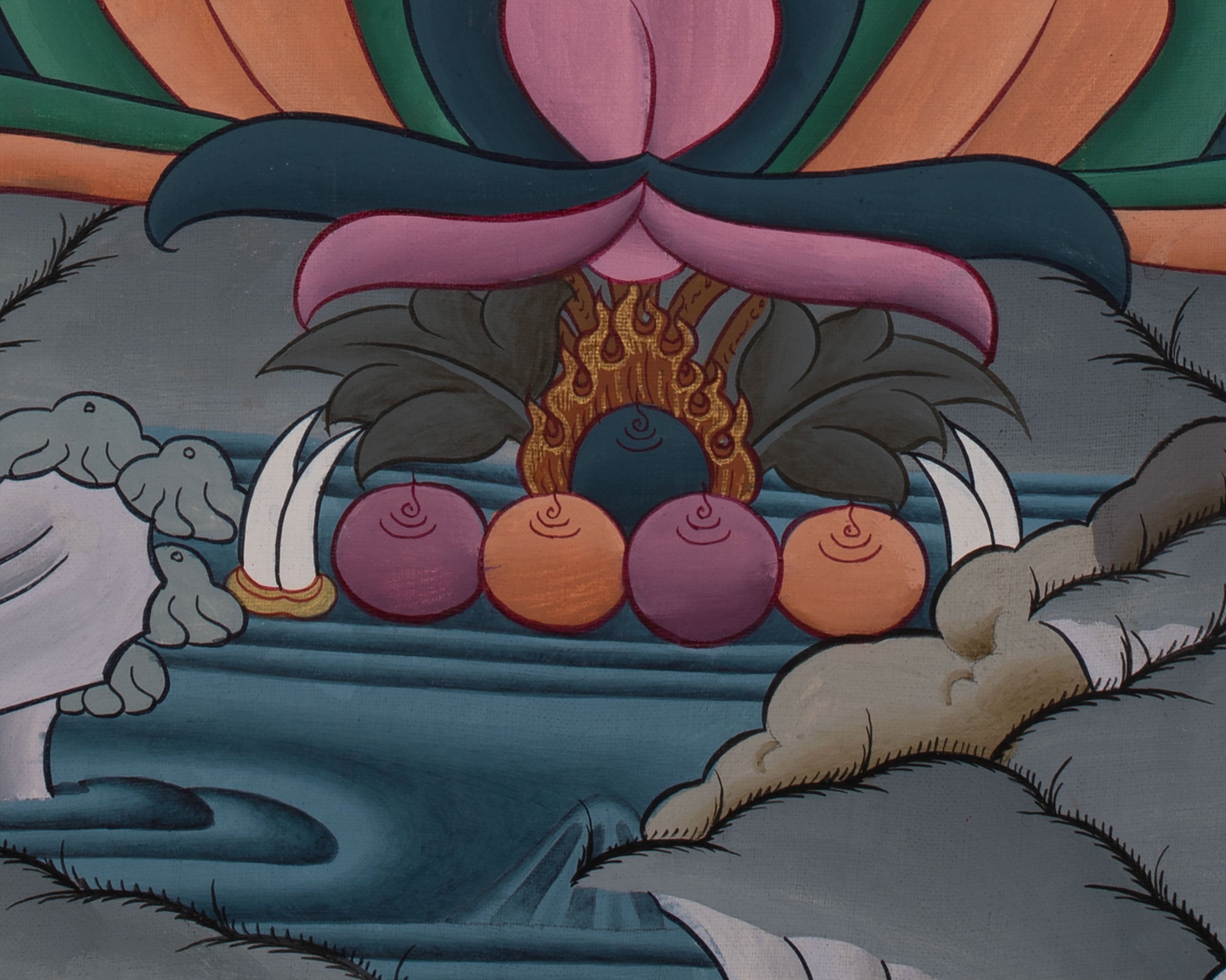 Manjushri Thanka | Tibetan Bodhisattva with Flaming Sword of Wisdom