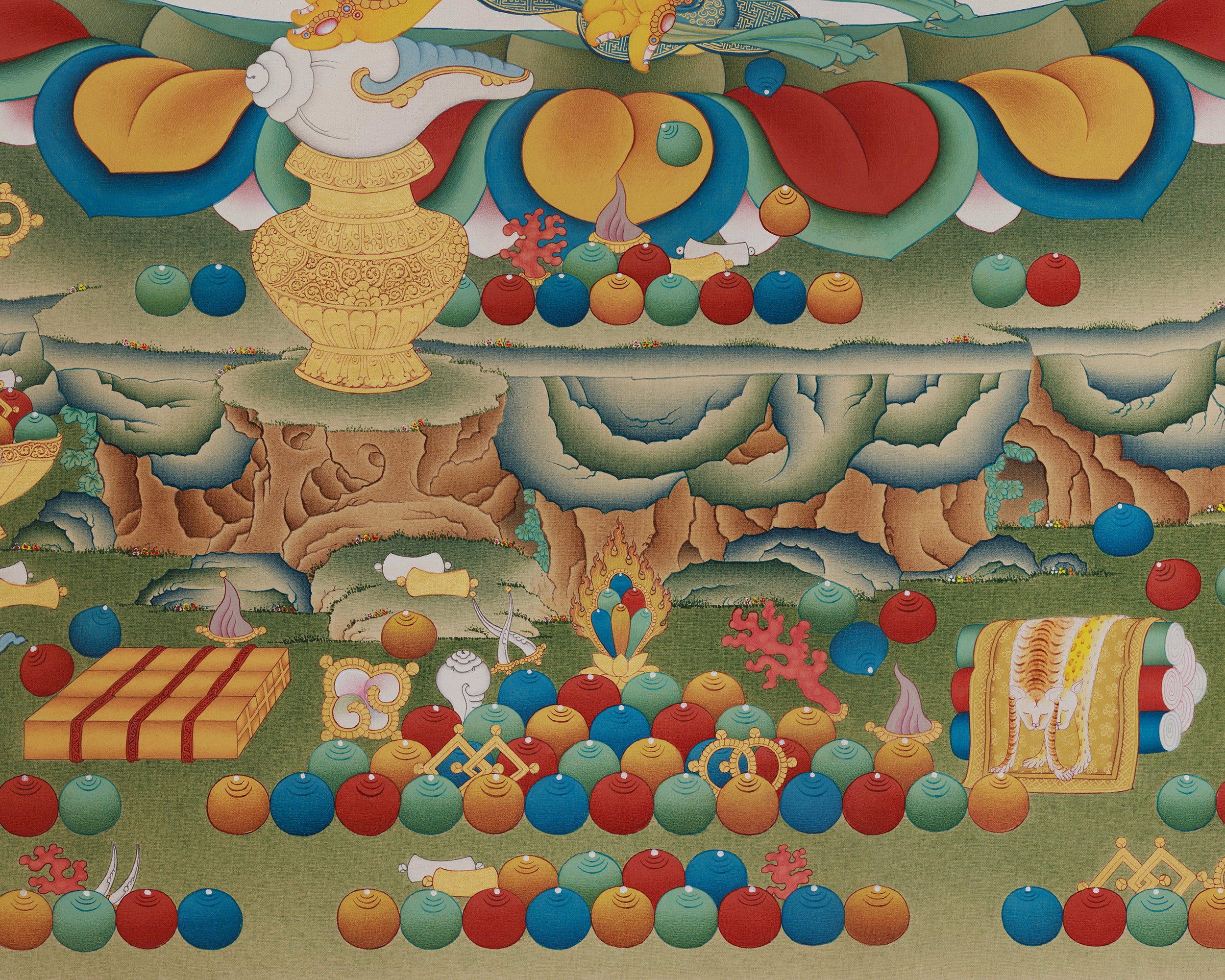 Collector’s Large Buddhist Wealth Deity Thangka | Rare Himalayan Dzambhala Artwork for Success & Fortune