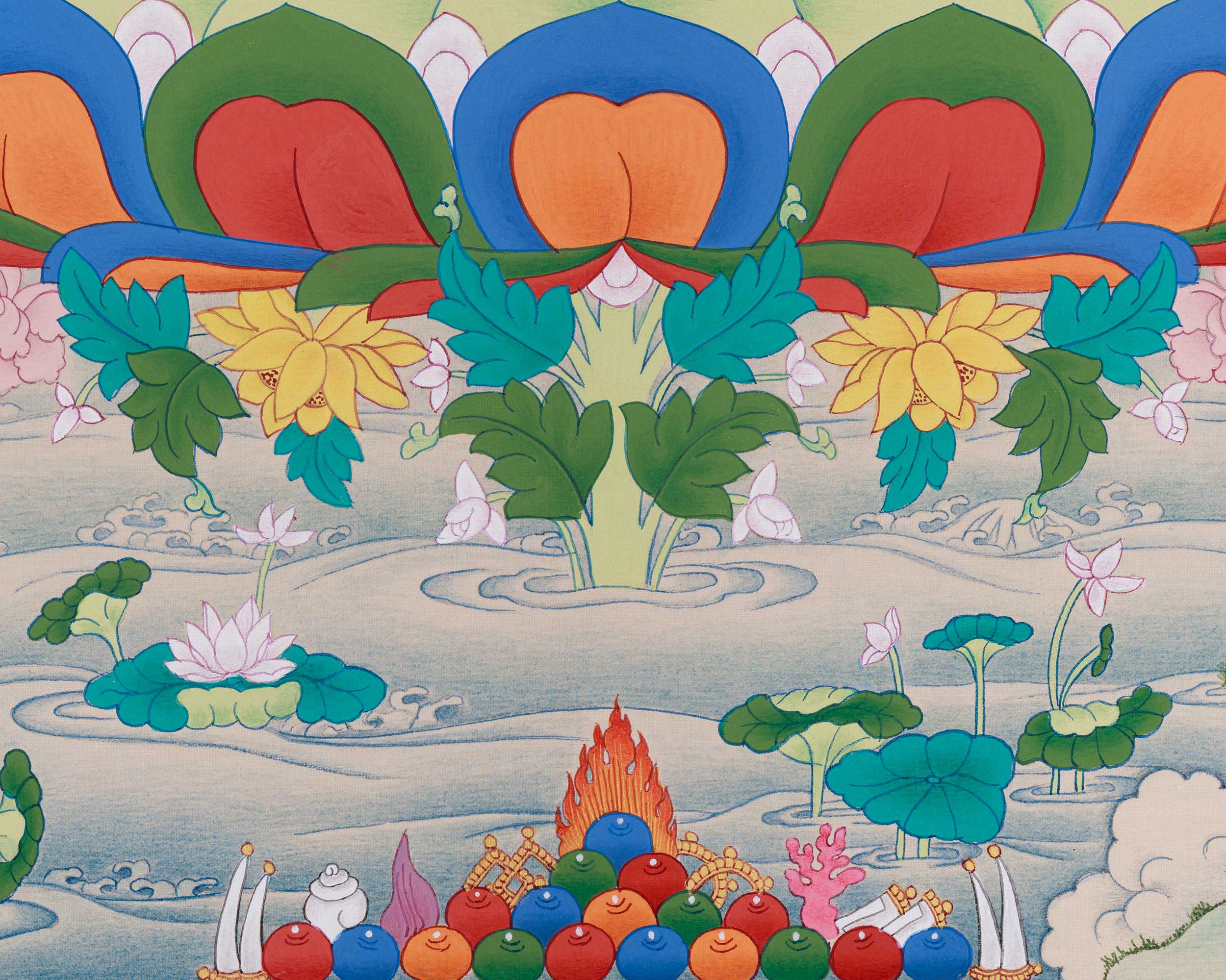 24 Inch Manjushri Thangka | Bodhisattva of Profound Knowledge and Clarity