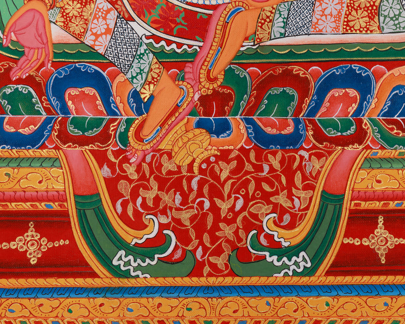 Six-Armed Vasudhara Thangka Print | Newari Buddhist Goddess for Wealth & Abundance