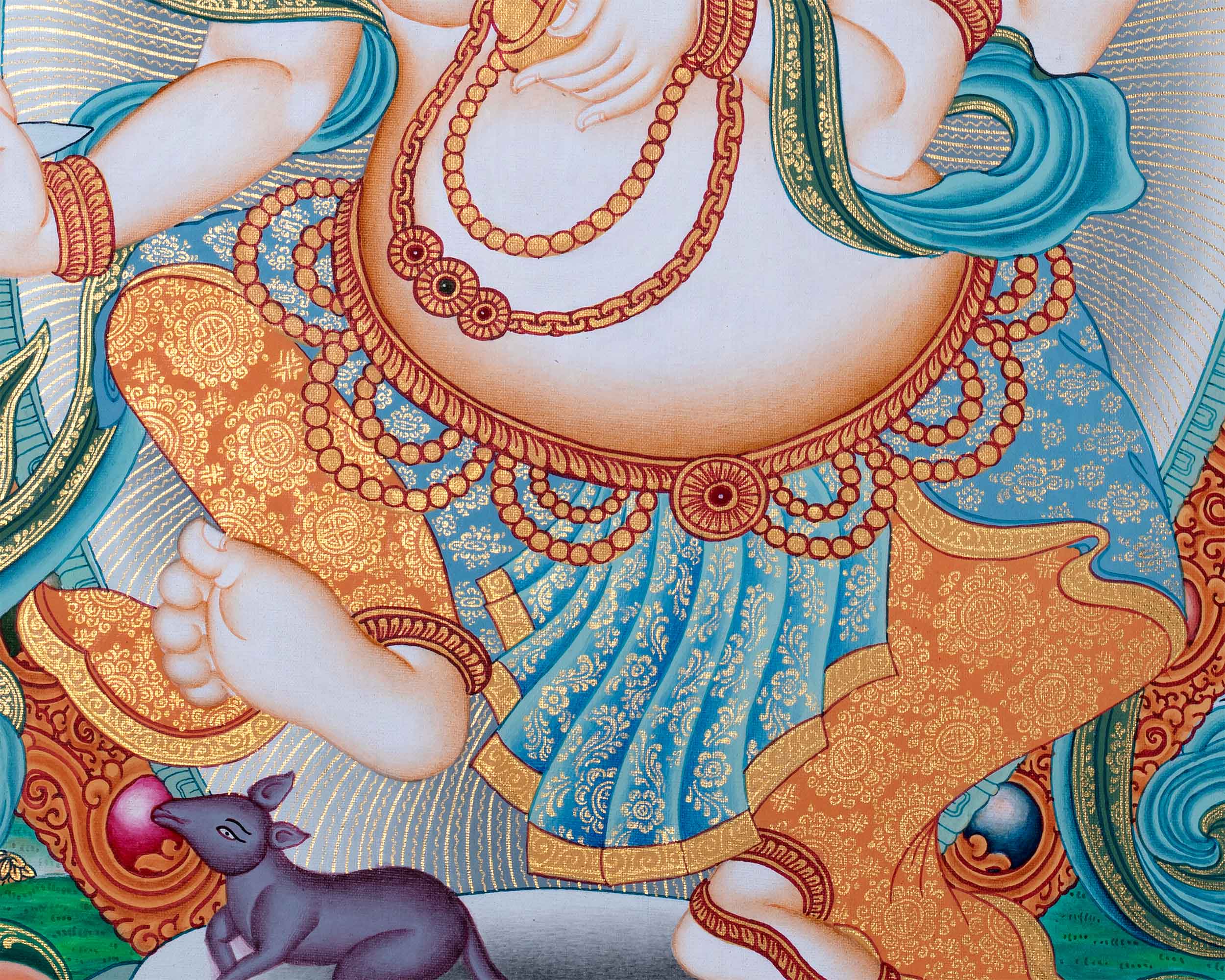 High-Quality Ganeshan God Giclee Print For Wall Hanging | Newari Paubha Print Of Hindu Deity
