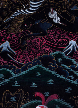 Divine Wrathful Palden Lhamo Thangka Print | Himalayan Artwork | Wall Decorative Art