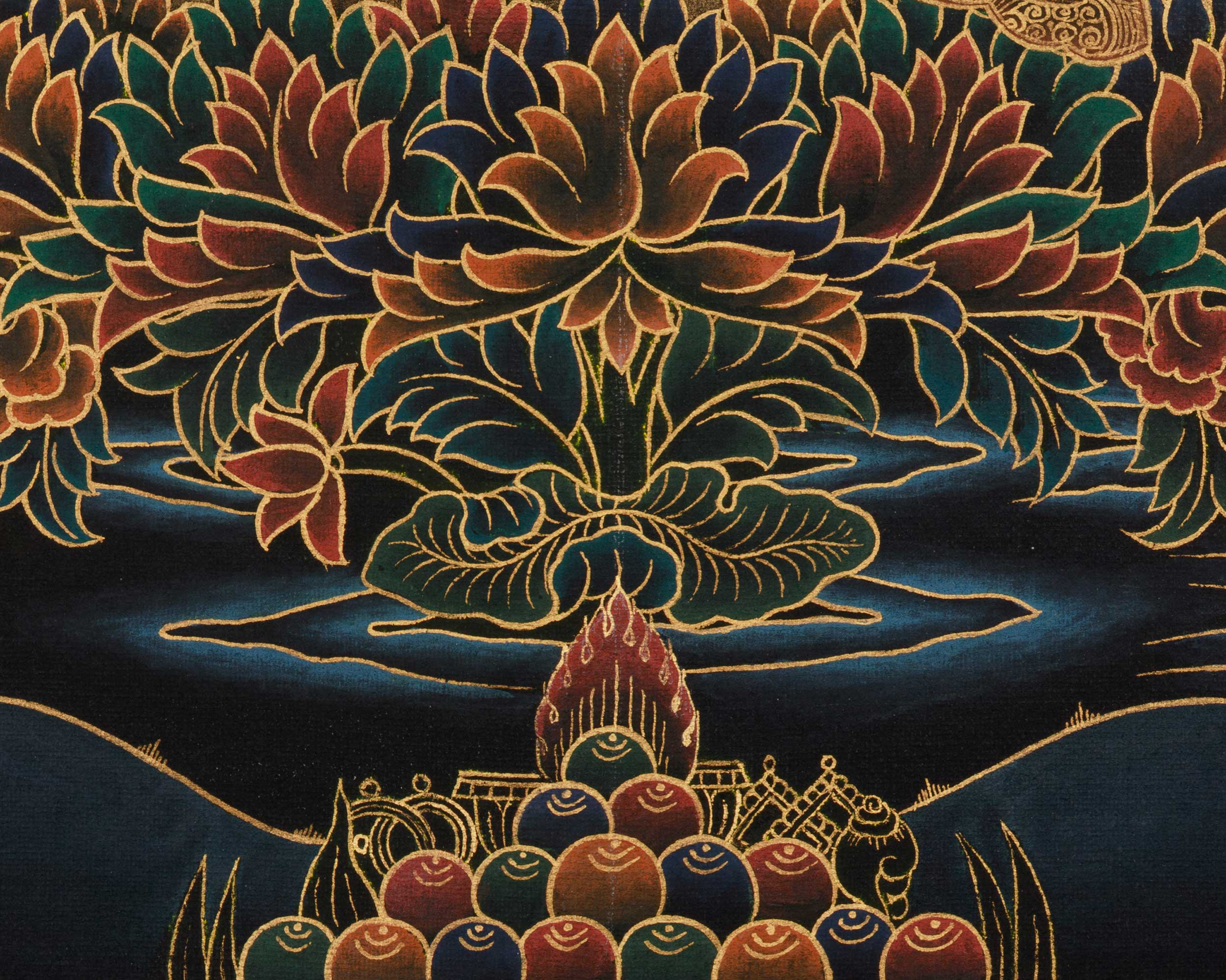 Traditional Peaceful Guru Rinpoche Thangka | Padmasambhava, The Lotus-Born Master