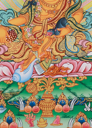 Tibetan Five Jambhalas Thangka | Buddhist Guardians of Wealth & Abundance