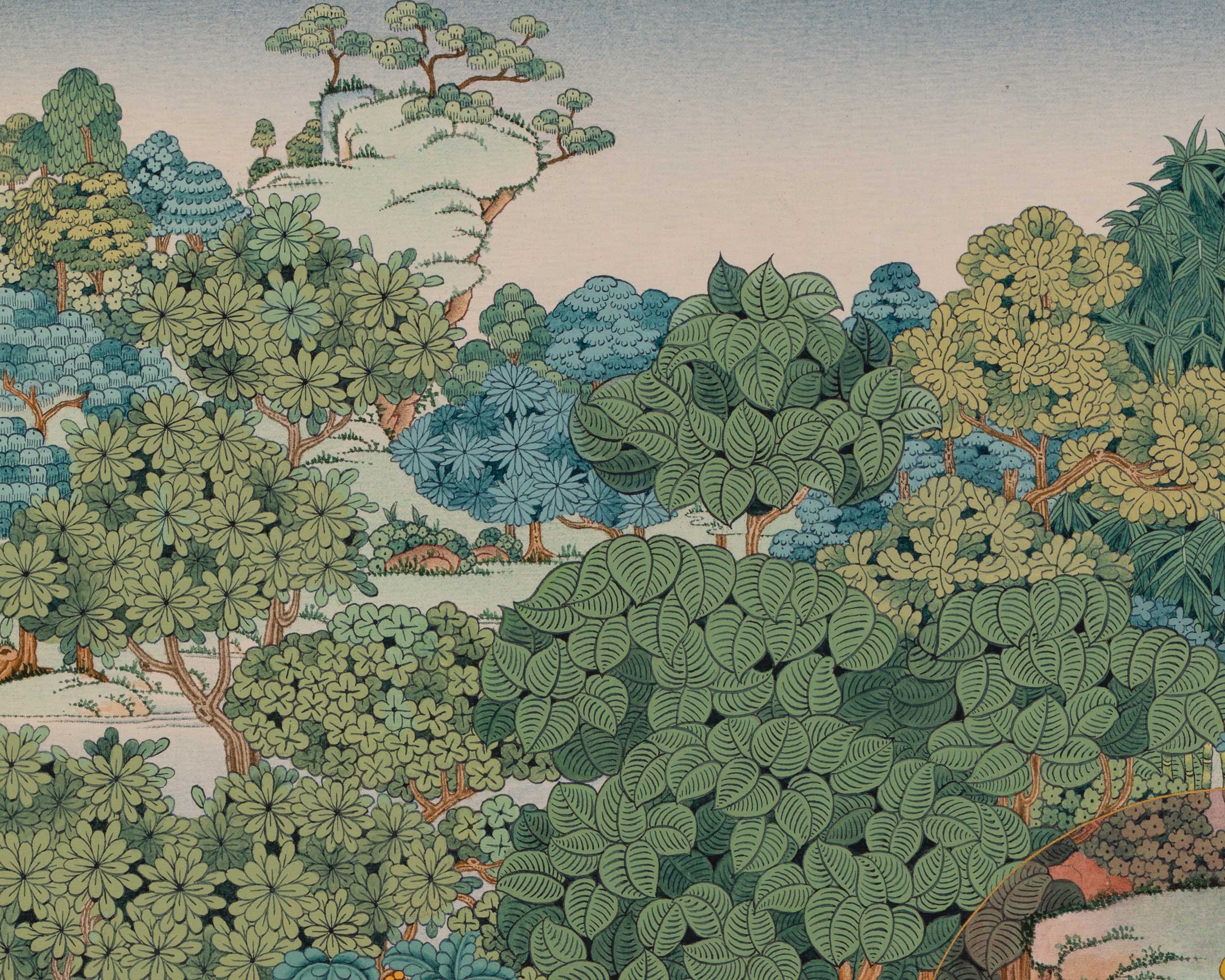 Meditating Shakyamuni Buddha in Jungle, Thangka Paiting