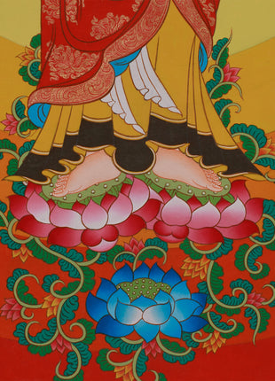 Divine Standing Buddha Thangka | Embodying Peace and Spiritual Wisdom