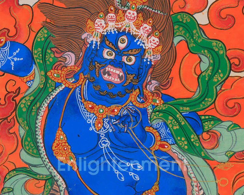 Bodhisattva Vajrapani Thangka | Wrathful Protector Deity Art