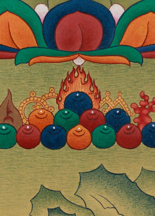 Red Hues Buddhas, Amitayus and Amitabha Artwok | Lhasa Stone Pigments