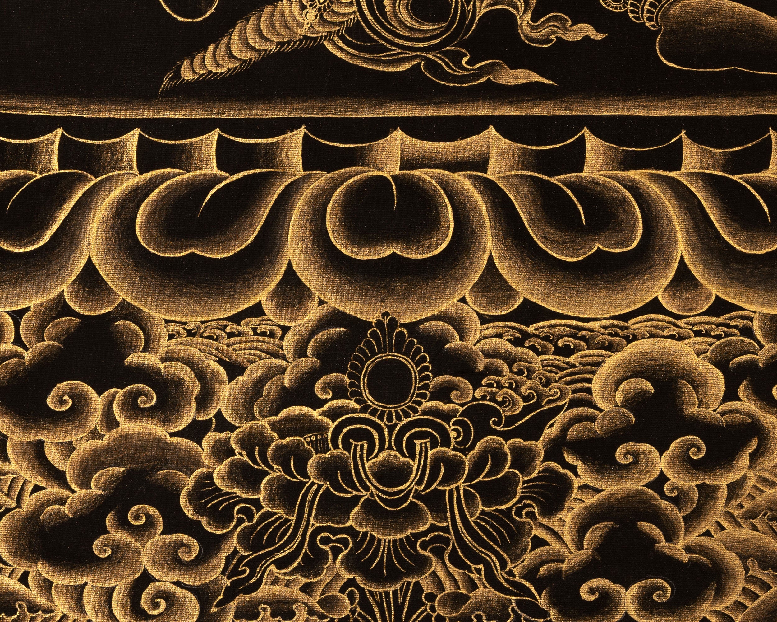 Black and Gold Fierce Vajrapani Thangka | Protector of the Dharma