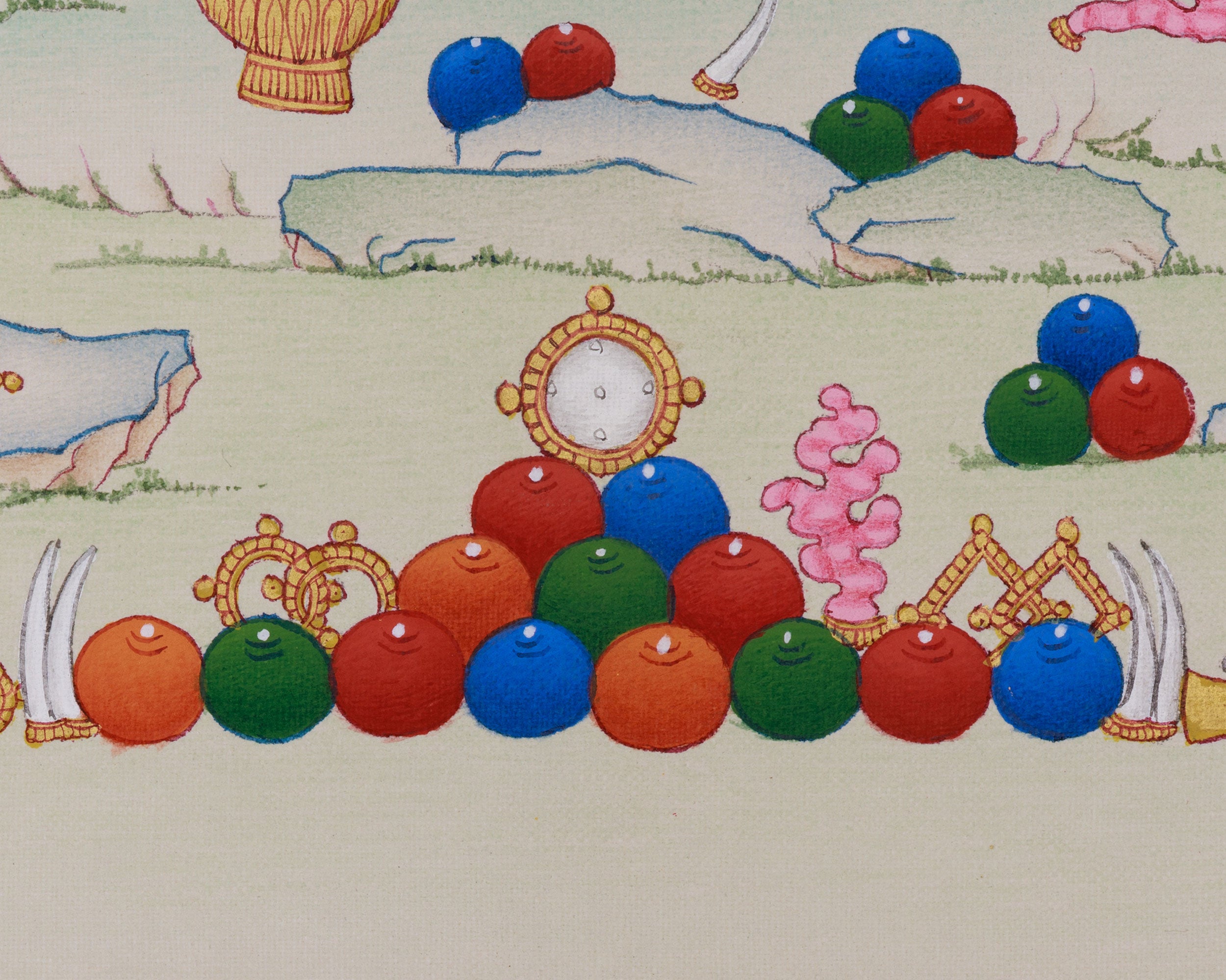 Hand-Painted Yellow Dzambhala Thangka | The Buddha of Prosperity and Fortune