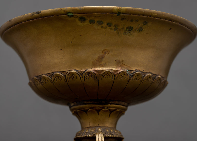 Vinatge Brass Stand Oil Lamp Set | Tibetan  Butter Lamp