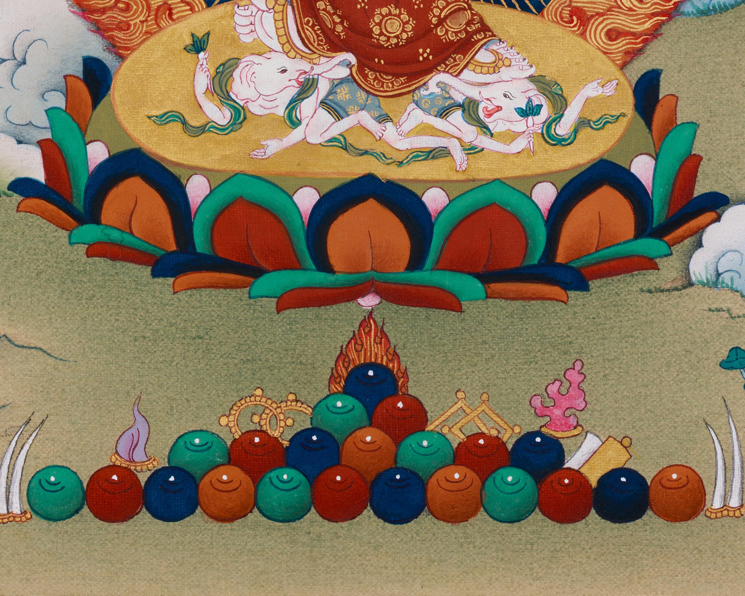 Sacred Buddhist Deity White Mahakala | Thangka of the Prosperity Guardian