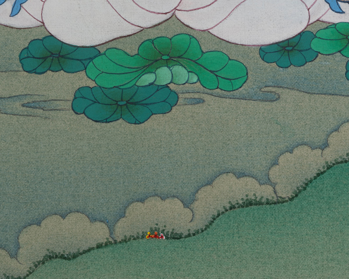 Manjushri Spiritual Artwork | A Sacred Thangka of Knowledge and Enlightenment