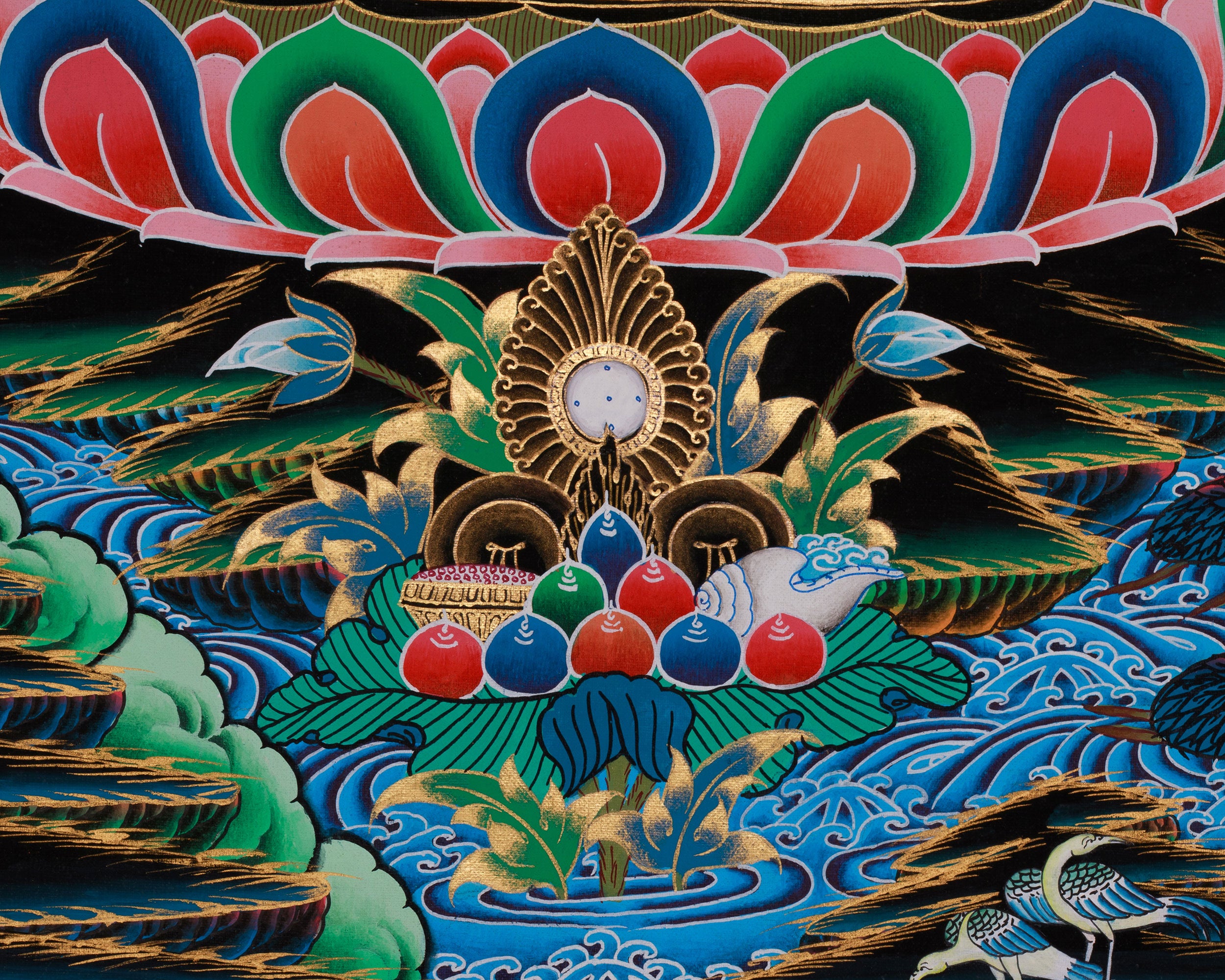 Four Armed Chenrezig Artwork |  Tibetan Thangka of the Bodhisattva of Compassion