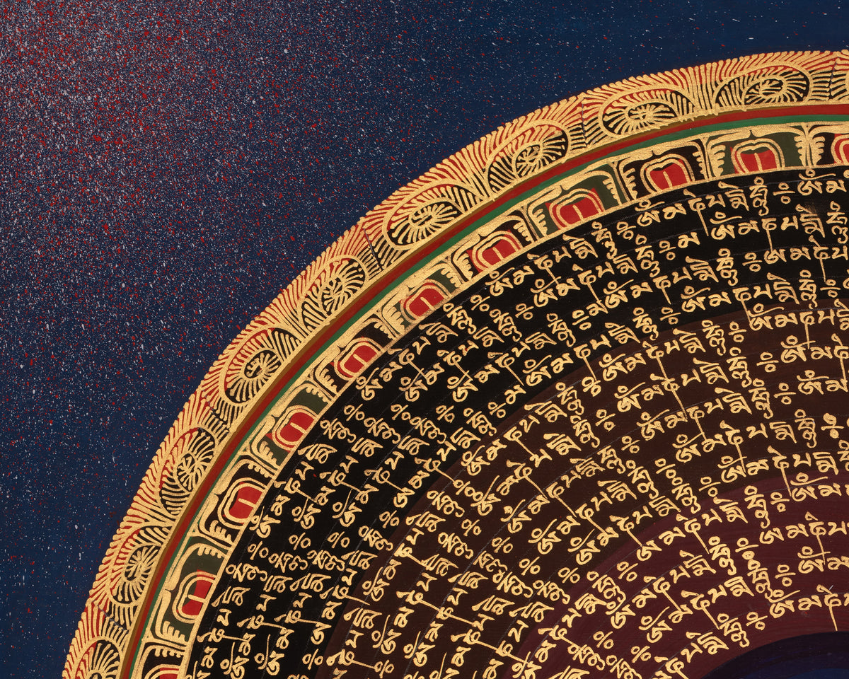 Mantra Mandala Sacred Thangka | Tibetan Artwork | Representing Enlightened Universe