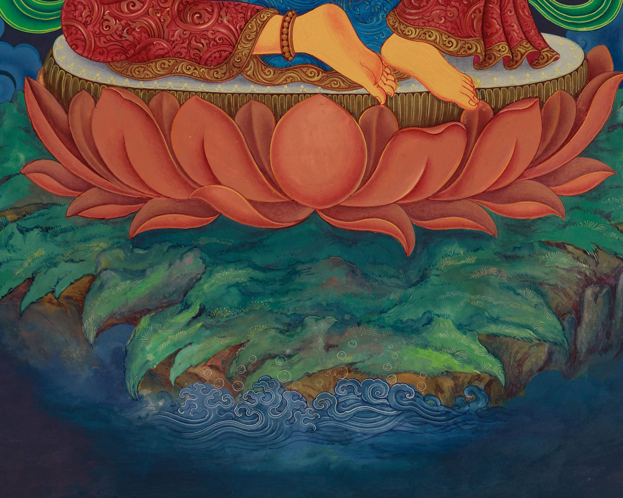 Rare Manjushri Wisdom Figurine | Hand-Painted Buddhist Artwork