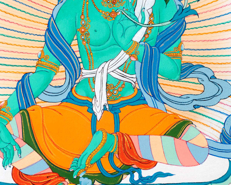 Sacred Art of Tara Goddess | Tibetan Green Tara Thangka | Religious Hand Painted Artwork