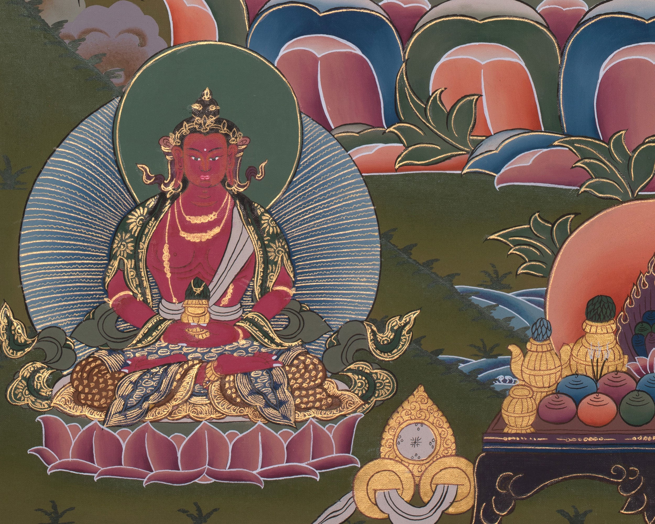 Original Hand-Painted White Tara With Other Bodhisattvas | Protector of Life, Love, and Liberation