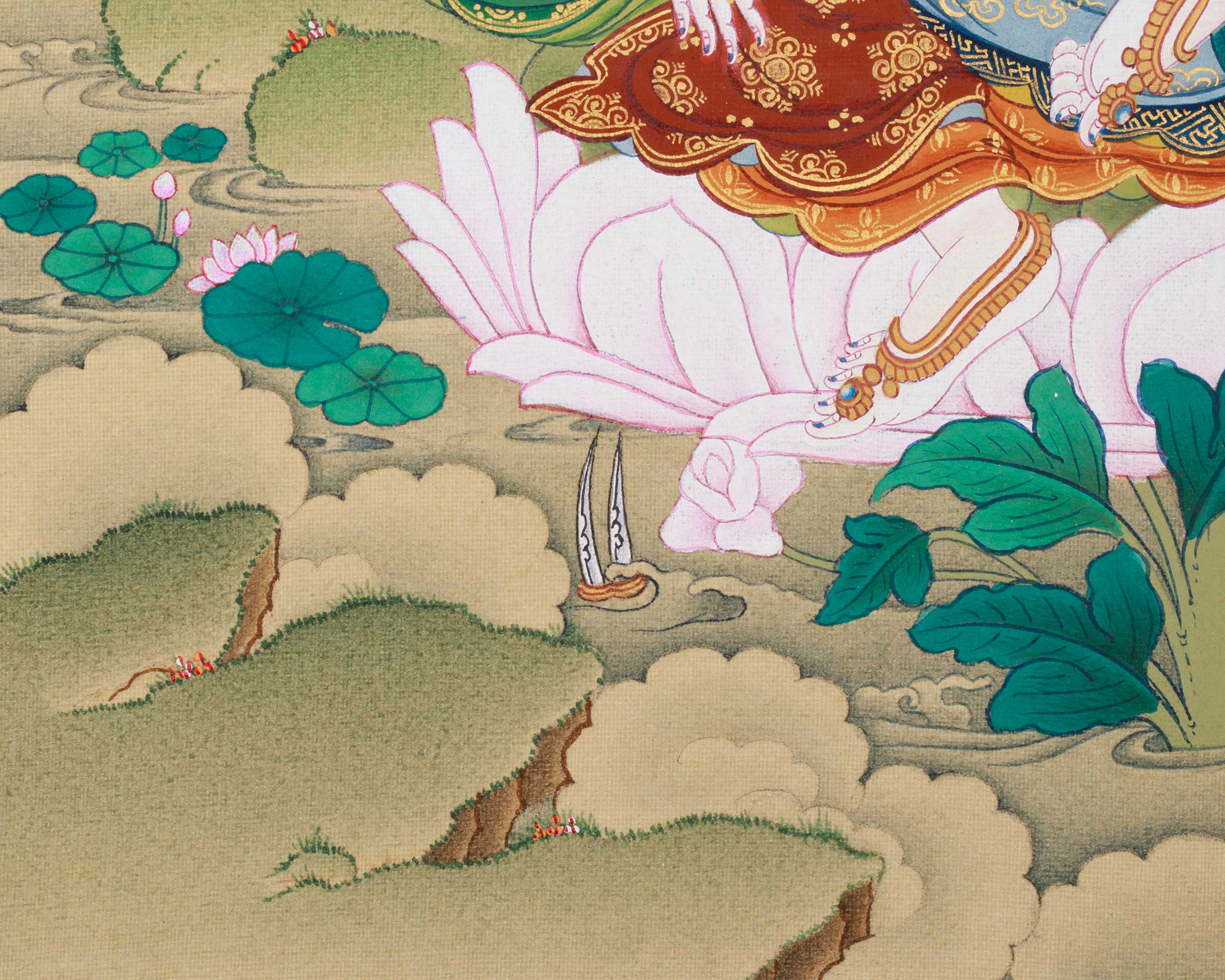 Two-Armed Chenrezig with Amitabha Thangka | Embodying Compassion and Infinite Light