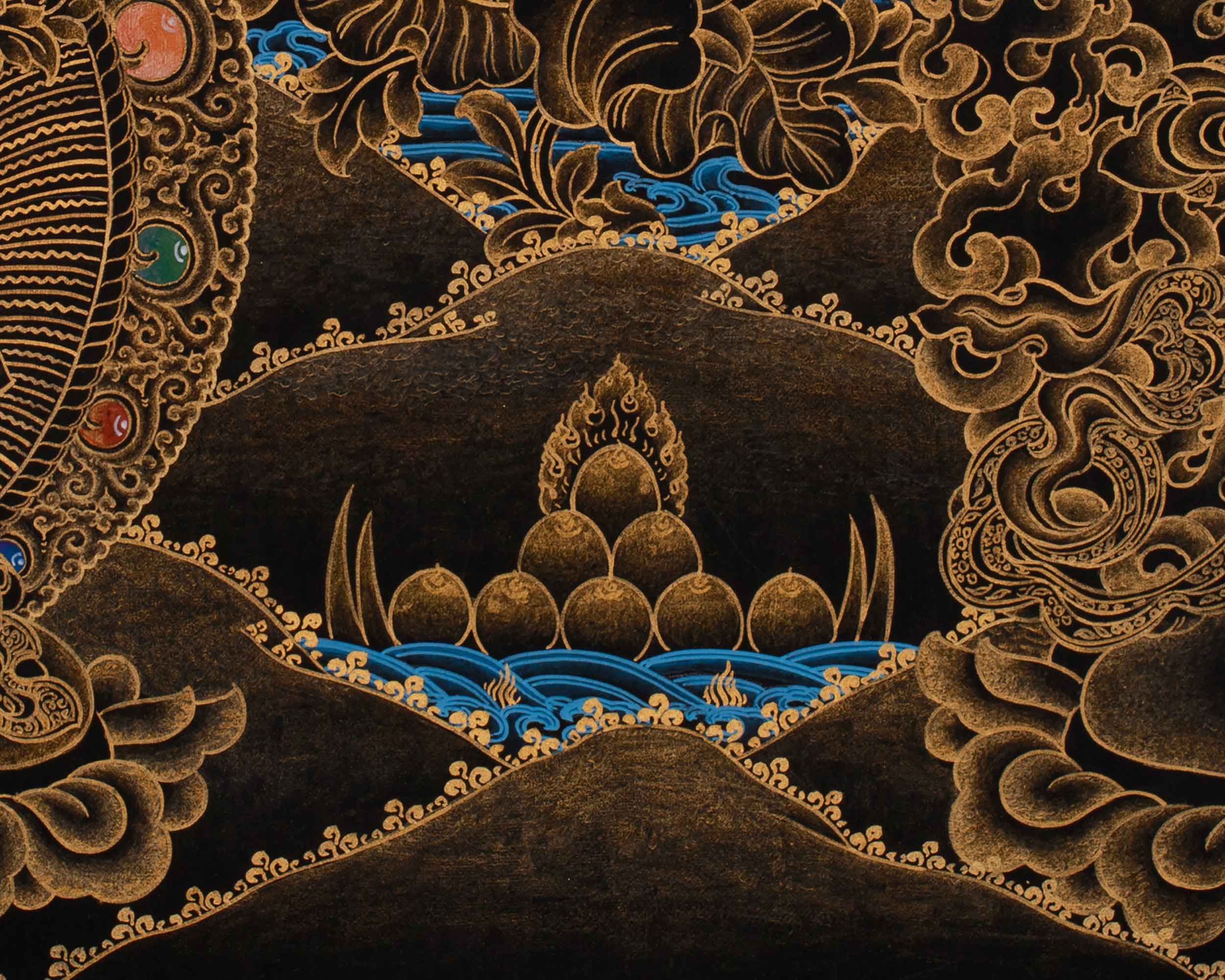Tibetan Four-Armed Chenrezig Thangka | Compassionate Bodhisattva of Mercy