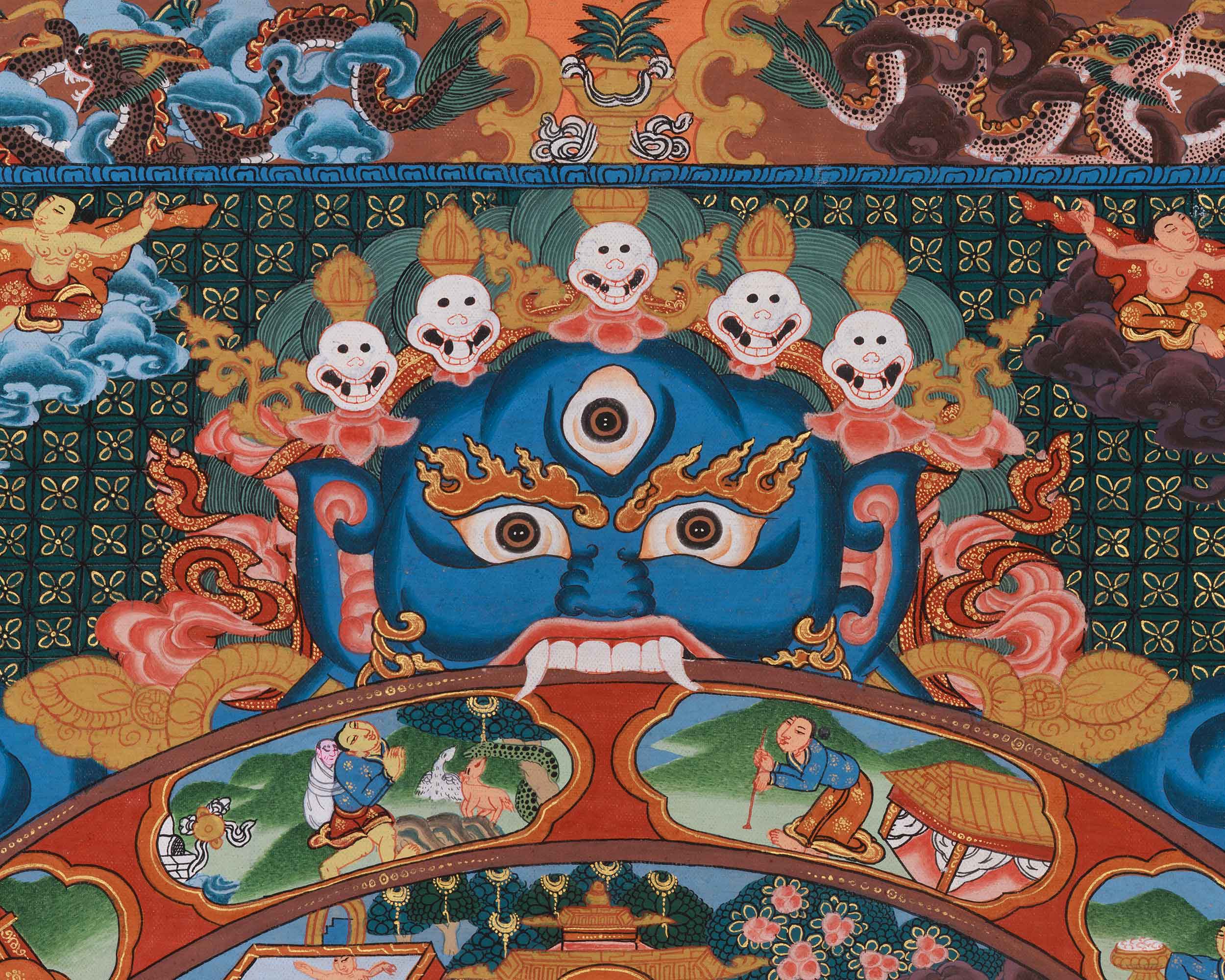 Sacred Tibetan Wheel of Life Thangka | Representation of Birth, Death, and Rebirth