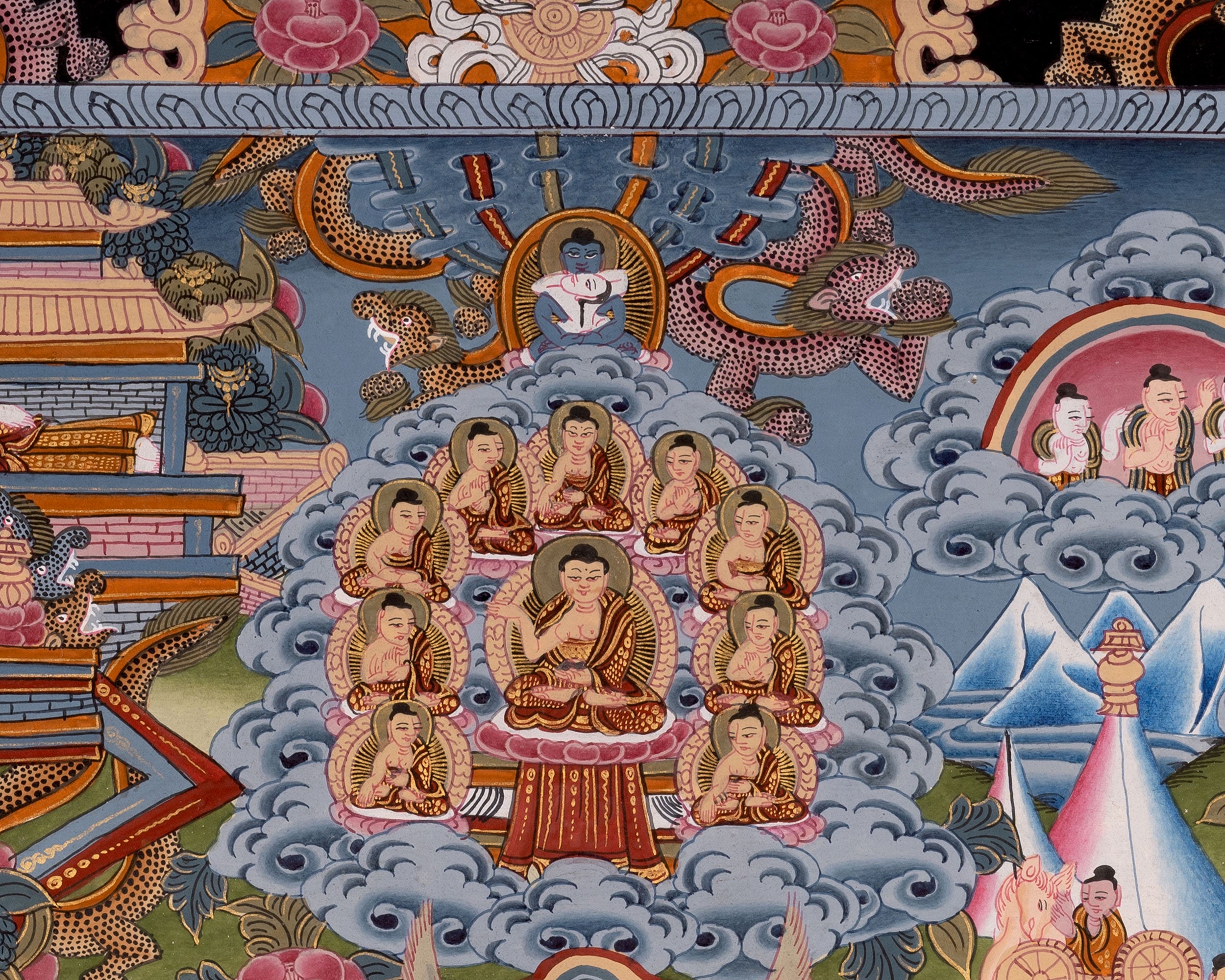 Buddha life Story | Vintage Buddha Thangka