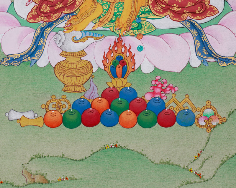 Dzambhala, The Deity of Wealth | Small Hand-Painted Thangka