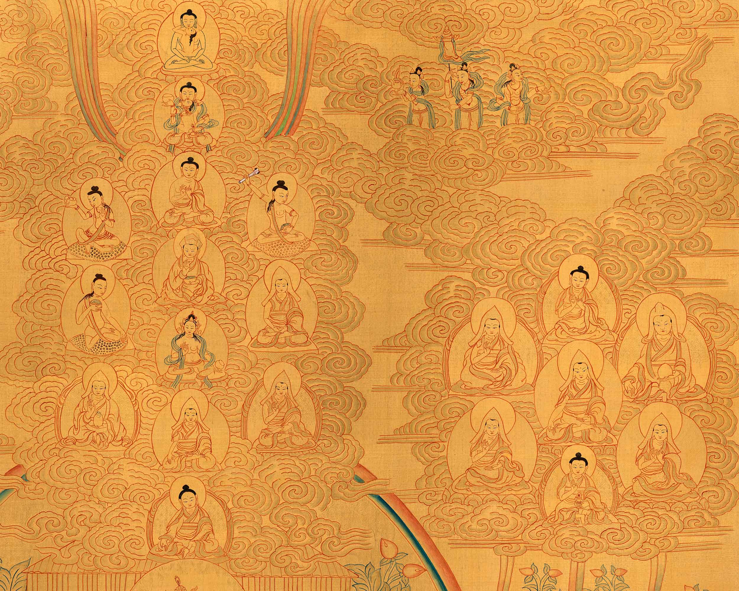 Guru Padmasambhava Lineage Tree Thangka | Hand-painted Buddhist Art | Fine Art For Wall Decor