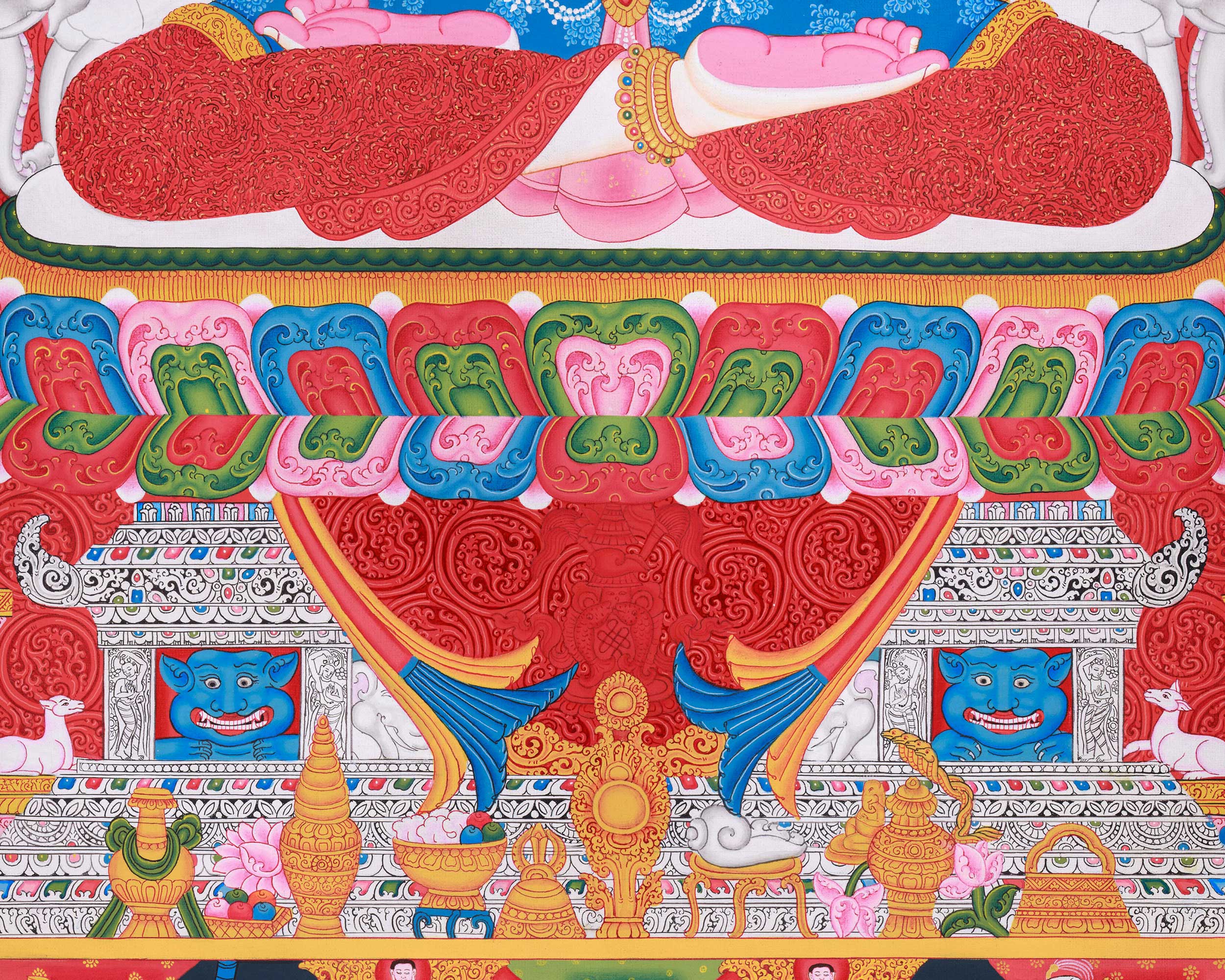 Thangka Print Of Avalokiteshvara | Artwork Of 4-Armed Chenrezig | The Bodhisattva of Compassion