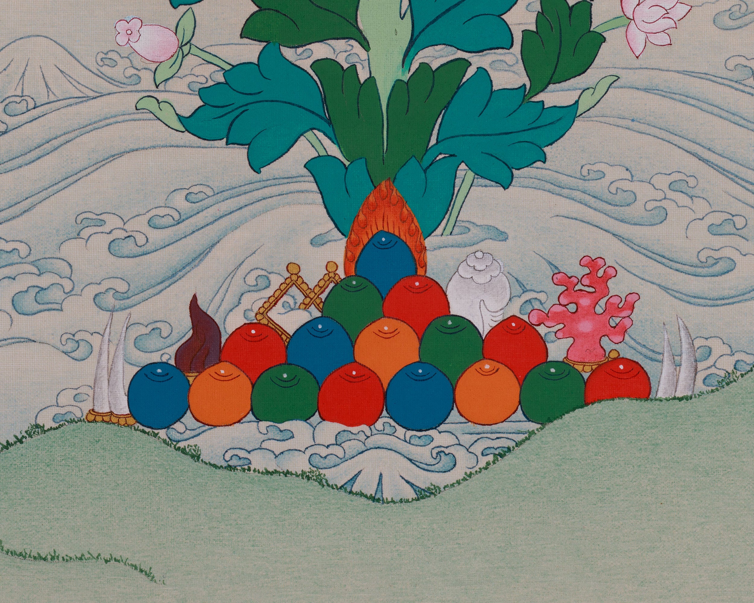 Lotus-Born Guru Rinpoche Art | Tibetan Himalayan Thangka | Spiritual Altar