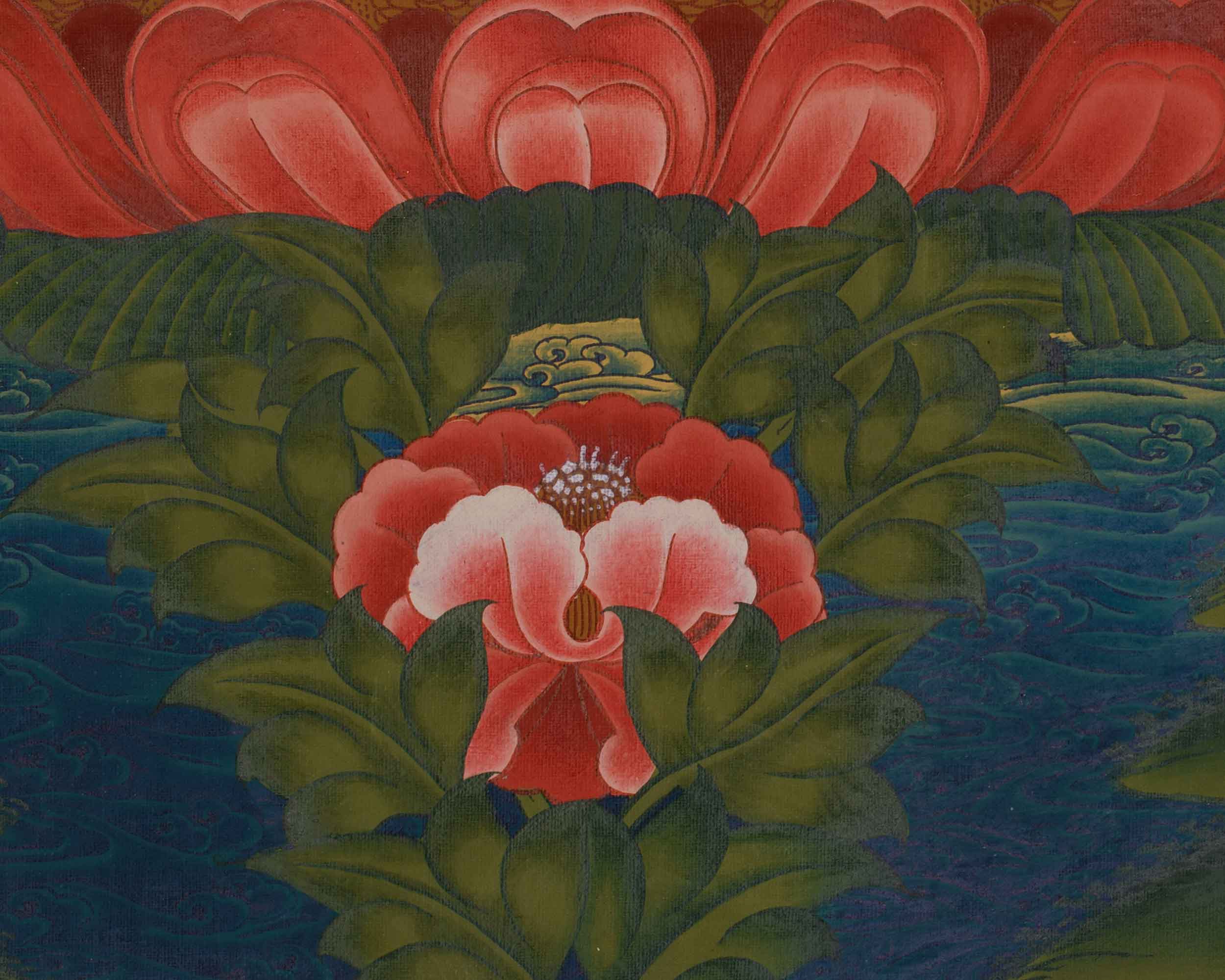 1000 Armed Chenrezig with Five Dhyani Buddha Thangka | Manjushri And Vajrapani Art