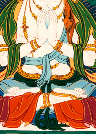 Buddhist Chenrezig Thangka | Art Inspiring Divine Compassion, Peace, and Enlightenment