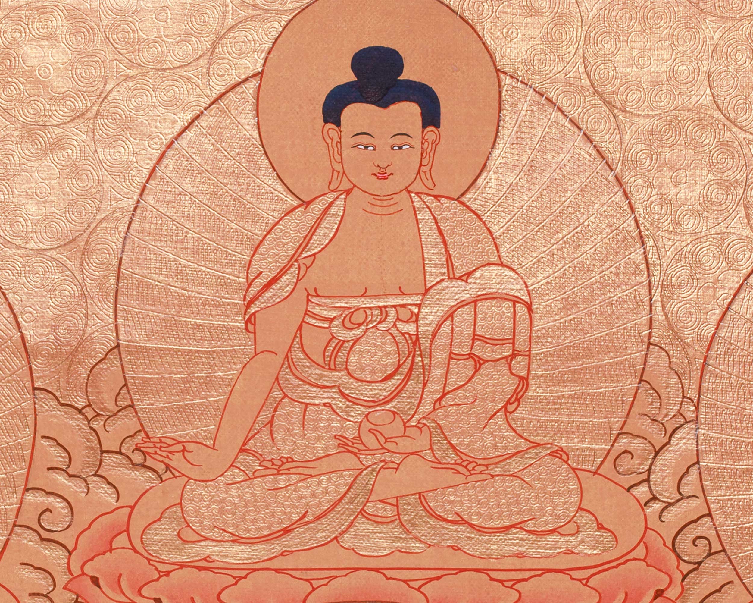 24K Gold Style Medicine Buddha Thangka | Meditation Altar