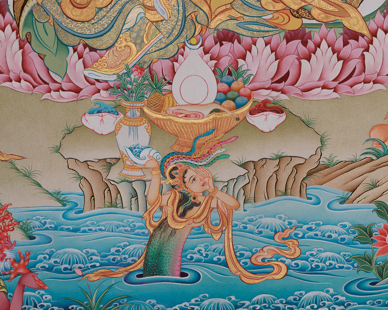 Spiritual Guru Padmasambhava Canvas Artwork | Traditional Tibetan Buddhist Thangka Print