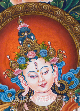 Newari Style White Tara Print | Traditional Artwork of Newari Wall Hanging