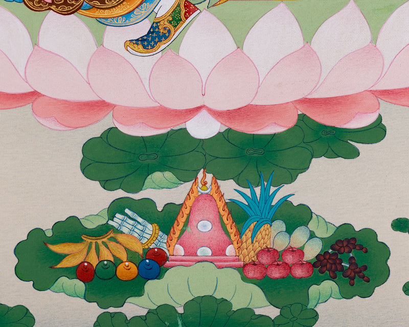 Guru Rinpoche with Consorts: Mandarva & Yeshe Tsogyal Thangka