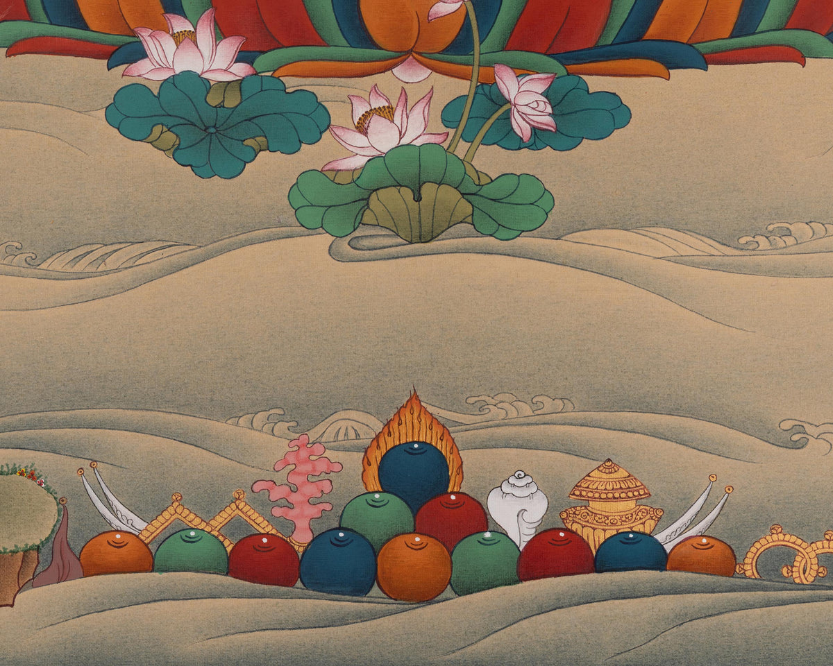 Chenrezig Compassionate Deity Thangka | Avalokiteshvara Art | Vajrayana Buddhism Artwork