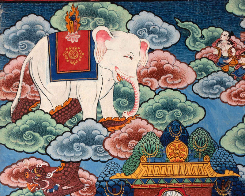 Historical Shakyamuni Buddha Story Nepali Painting Print | Newari Art Print For Mindfulness & Home Decor