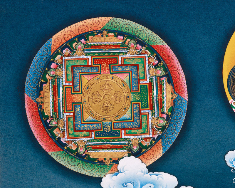 Mandala with Guru Rinpoche Canvas Print | Tibetan Buddhist Meditation Wall Hanging for Spiritual Practice