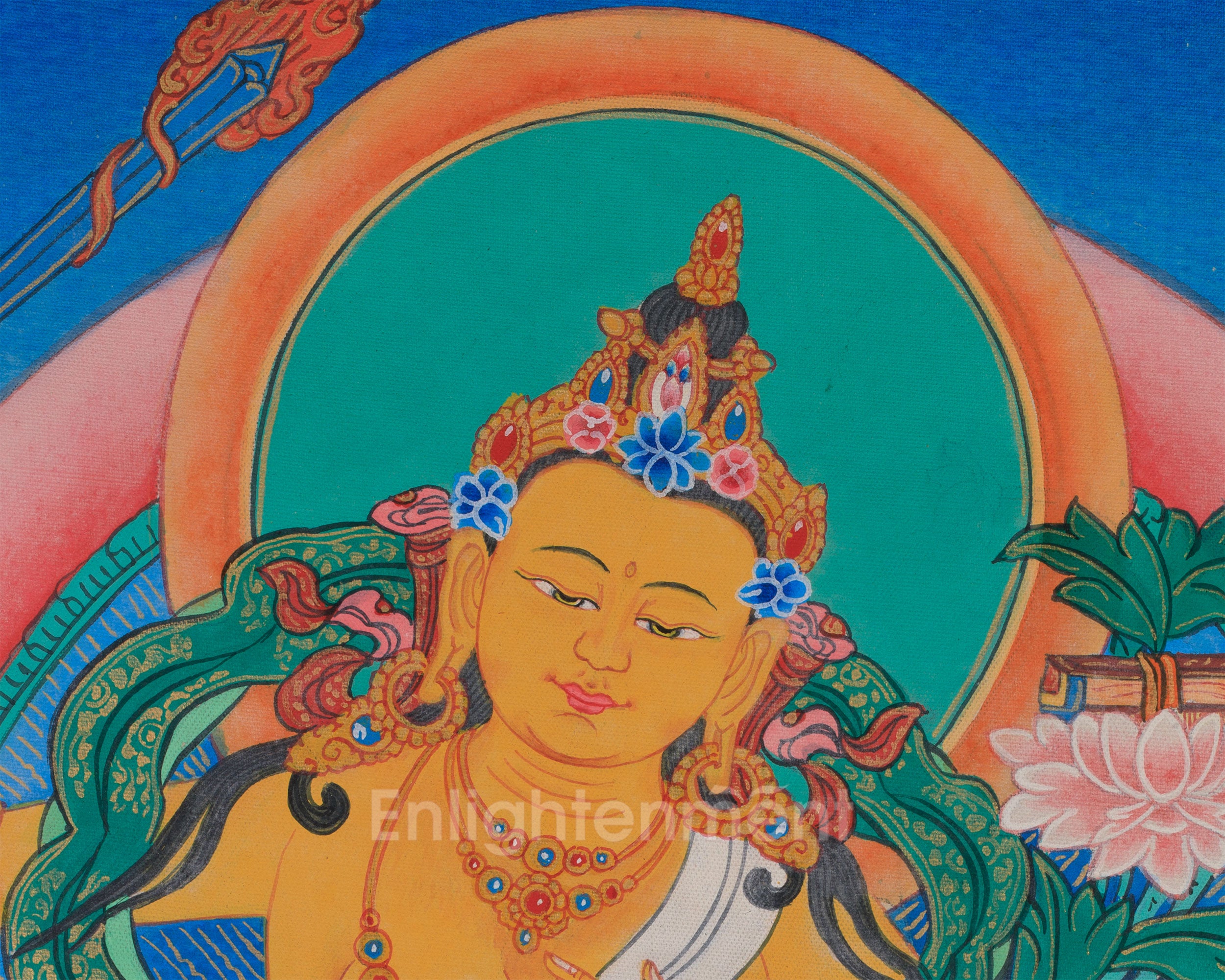 Manjushri: The Knowledge Deity Thangka With Brocade